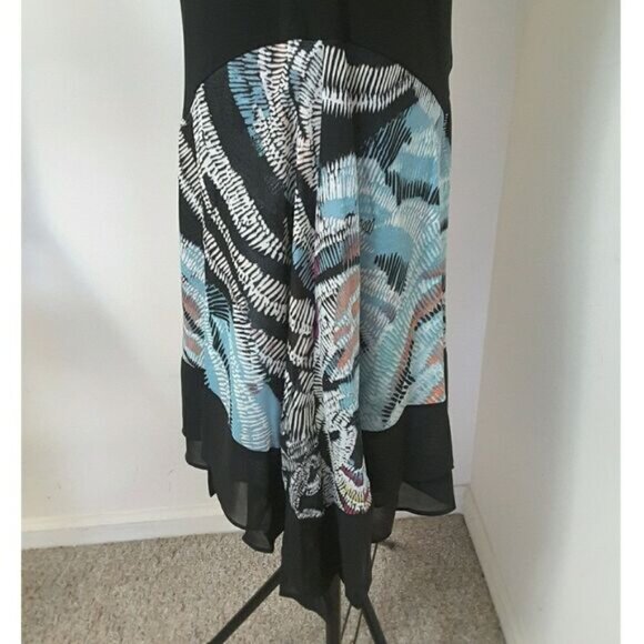 Boho Chic Romantic MSK Dress Small Asymmetrical Hem Artistic Abstract Floral - Picture 6 of 8